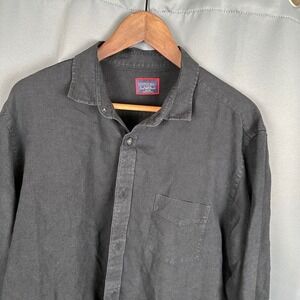 UNTUCKit Mens XL Slim Fit 100% Linen Long Sleeve Button Down Shirt Charcoal Grey